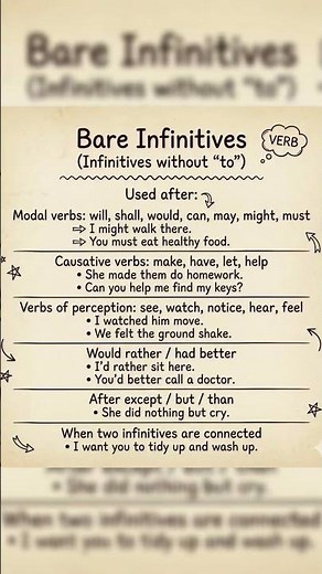 bare infinitives - without to #english #englishlanguage #education #grammar #grammar #nonfiniteverb