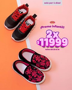 🌟 ÚLTIMOS DÍAS Minis kids, Heyday, New Tilers y más 2x $11999 🍬 Talles del 23 al 34. Sandalias, zapatillas, panchas y deportivas. 🕝 Lunes a sábados de 09:00 a 13:00 y de 18:00 a 22:00. 📍 Av. Belgrano Sur 1037, Santiago. 💳 Efectivo, debito, QR (con dinero en cuenta) ó crédito ⚠️ Locales físicos: NO tenemos WhatsApp / NO recibimos transferencias ❄️ Ambiente climatizado ÚNICO medio compra online: https://www.outletalvearkids.com | Outlet Alvear Kids Santiago