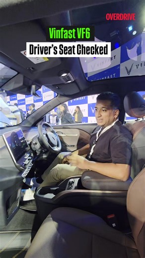 Step inside the VinFast VF6! Here’s a closer look at the driver’s seat and interior. The VF6 is offered in three trims, starting at ₹16.49 lakh (ex-showroom). ⚡️VF6 Price (ex-showroom): Earth – ₹16.49 lakh Wind – ₹17.79 lakh Wind Infinity – ₹18.29 lakh -- The VF6 comes with a 59.6 kWh battery pack, single motor, and FWD setup, delivering 201PS, 310Nm, and a claimed 468km range on a single charge. | OVERDRIVE