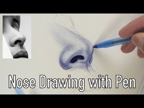 Realistic Nose Drawing With Pen | Real Time Sketching Anatomy | No Talking