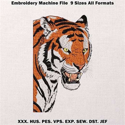 Majestic Tiger Embroidery Design, Realistic Wildlife Machine Pattern (digital File) - Etsy