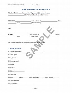 Pool Maintenance Service Contract Template | Fully Editable in Word & PDF | Customizable Cleaning Agreement for Pool Companies - Etsy