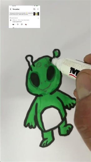 How to Draw a Green Alien 🛸 Yeşil Uzaylı Çizimi #drawing #art #howtodraw #draw