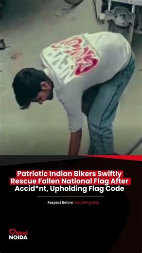 Patriotic Indian Bikers Swiftly Rescue Fallen National Flag After Falling, Upholding Flag Code