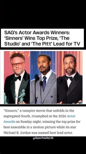 SAG Awards 2026 Shock! ‘Sinners’ Wins Big 🏆🔥 #SAGAwards#SAGAwards2026#ytshorts