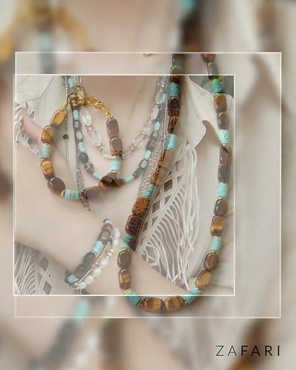 Colorblock Tiger's Eye Necklace and Bracelet Set