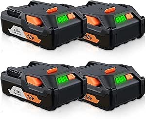 FERRYBOAT 18V 4.0Ah Battery Replacement for Ridgid 18V Battery Compatible with Ridgid Lithium Battery R840087 R840083 R840085 R840086 Cordless Drill Tools (2 Pack)
