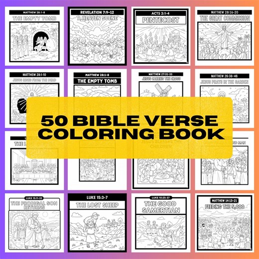 Bible Verse Coloring Pages for Children, Christian Activity Workbook (printable) - Etsy