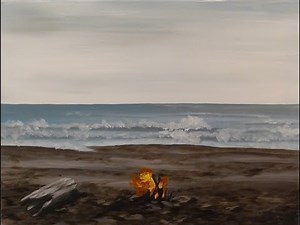 Fireside Beach Step by Step Acrylic Painting on Canvas for Beginners