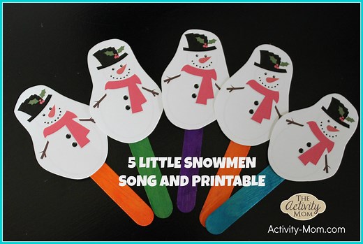5 Little Snowmen Puppets and Rhyme (free printable) - The Activity Mom