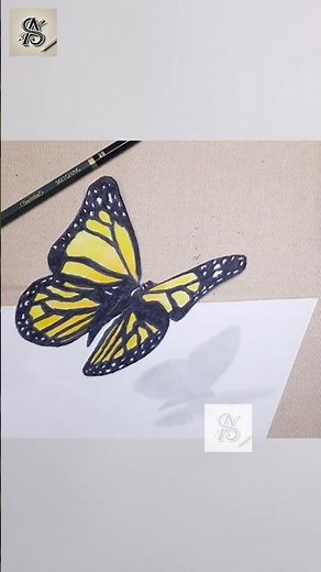 3D Butterfly Drawing with Color Pencils & Marker | Realistic Shadow Effect ✨