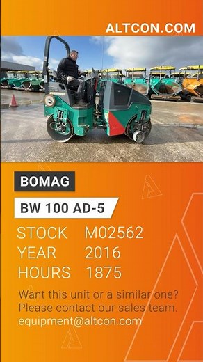 Used BOMAG BW 100 AD-5 TANDEM ROLLER for Sale | 2016 | Worldwide shipping