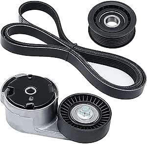 Belt Tensioner and Idler Pulley and Serpentine Belt Kit Compatible with 2012-2014 Chrysler 200, 2011-2016 Town & Country, Dodge Avenger/Grand Caravan/Journey, Ram C/V Replace #90K-39282D