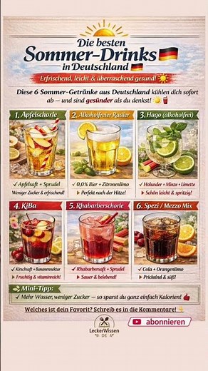 🥤 6 Sommer-Drinks aus Deutschland, die sofort abkühlen 🇩🇪 | Erfrischend & überraschend gesund!