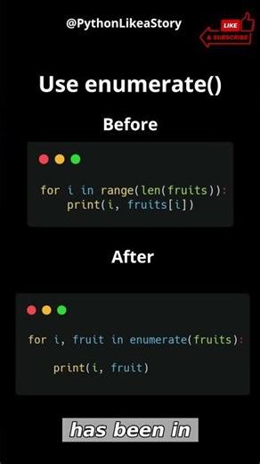 Why enumerate() is better than range() #python #programming #tips