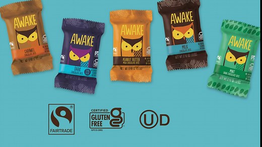 AWAKE - Caffeinated Chocolate Bites - Peanut Butter Milk Chocolate, 50 Bites - 50mg Caffeine - Wrapped Energy Bites - Coffee Alternative - Fairtrade, Gluten Free, Non GMO - 0.48oz
