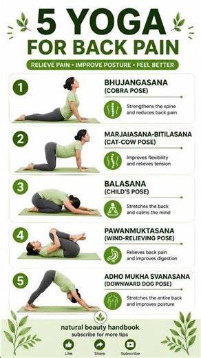 Best Yoga Poses for Back Pain Relief🧘‍♀️|Gentle Stretches for a Healthy Back #yoga #yogaforbackpain