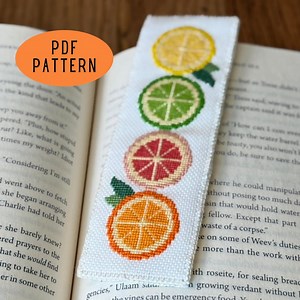 Citrus Cross Stitch Bookmark PDF Pattern, Summer, Orange, Lemon, Lime, Grapefruit, Cottagecore, Handmade, DIY - Etsy Australia