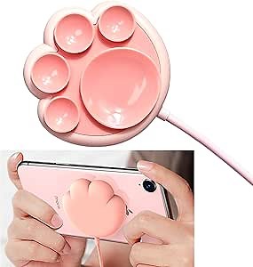Pink Cat Paw Wireless Charger - 15W Fast Charging for iPhone & Samsung, for Cat Lovers, Best Friends & Teens (Adorable Design)(No AC Adapter) (Pink)