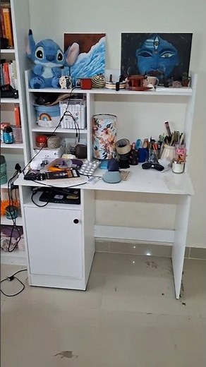 "White Study Table, Bookshelf & Single Bed | Compact Furniture Setup| #shorts