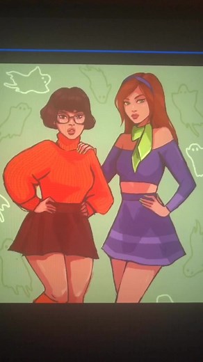 Velma and Daphne! 👻 sorry my drawing process is so messy! #scoobydoo #scooby #velma #daphne #nostalgia #illustration #procreate #speedpaint #art