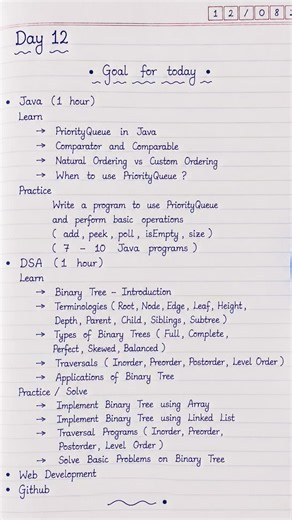 Day 12/100 🚀 | Java PriorityQueue + DSA Binary Tree | Coding Journey