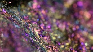 Peacock Ore / Bornite / Chalcopyrite (copper ore) in closeup, moving focus