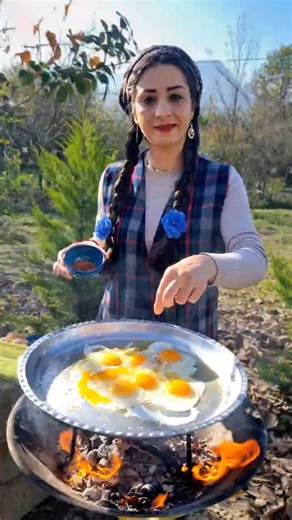 Village Fried Eggs on Open Fire | Rural Life & Farm Animals Sounds