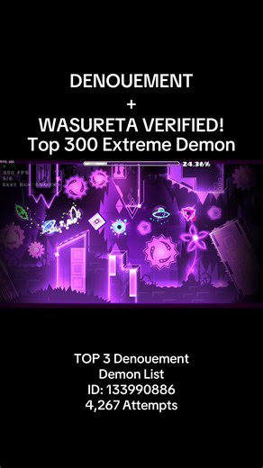 Idk why Wasureta Denouement was so hard for me to do, new 2nd hardest I guess lmao. #geometrydash #denouement #wasuretagd #gd #extremedemon