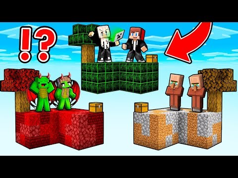 JJ vs Mikey vs Villagers: HACKER vs DEVIL vs RICH SKYBLOCK In Minecraft - Maizen