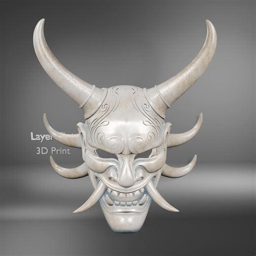 Oni Demon Mask STL File, Japanese Samurai Devil Mask 3D Print Model for Cosplay, Wall Art, Halloween Costume, Digital Download - Etsy
