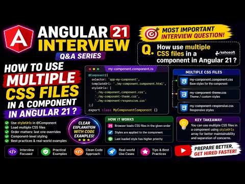 Angular interview Questions in Hindi #4 -How use multiple CSS files in a component in Angular 21 ?