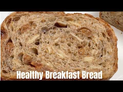 Soft 100% Whole Wheat Breakfast Bread with Fruits and Nuts – No Sugar, No Oil, No Kneading