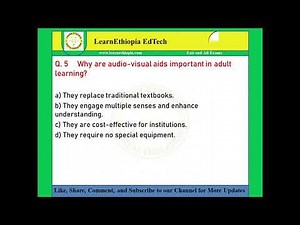 Adult Learning and Audio-visual Technique | Model Exit Exam Questions for RDAE Exit Exam