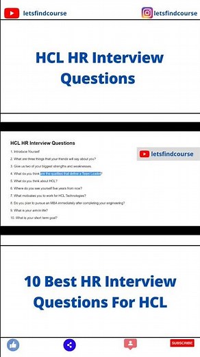 (Most Asked) HCL HR Interview Questions #shorts