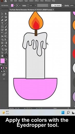 Adobe illustrator CC Tutorial - How to make a Burning Candle illustration