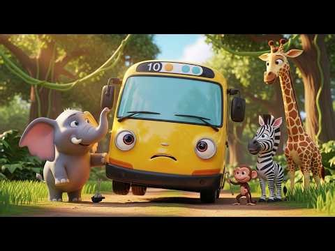 Wheels on the Bus Stuck in Jungle 🚌🌴 | Animal Rescue Adventure & Fun Challenge for Kids