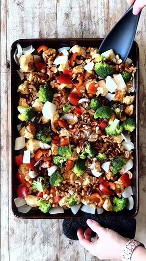 Sheet Pan Cashew Chicken Recipe
