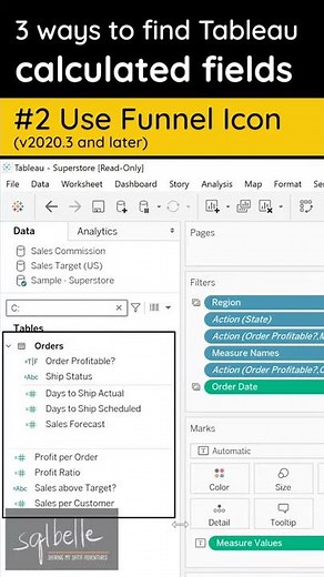 Find calculated fields - Tableau 1 Minute Tip - #shorts