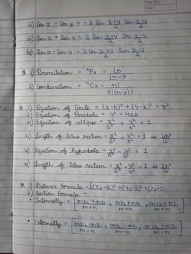 All Formula's of Maths class 11 ( Maths Formula)