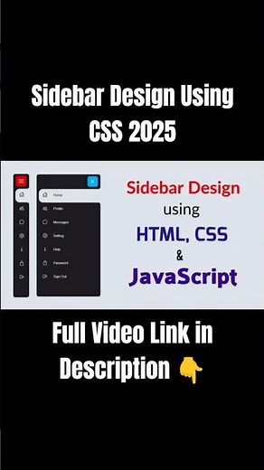 Sidebar Design Using CSS 2025 | CSS Design Tutorial #nizamicoding #shorts #css