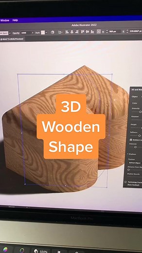 3D wooden shape in Illustrator #graphicdesign #designtok #illustratortutorial #inspiration #illustrator