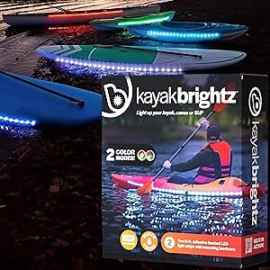 Brightz KayakBrightz LED Kayak Lights - Color Changing & Color Select Modes - Waterproof - Battery Powered - Shine When You Paddle at Night - Fits Most Kayaks, Canoes, & Paddleboards