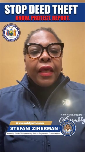 Stefani L. Zinerman on Instagram: "Deed theft ends here. Black elders in Central Brooklyn are being targeted — and we are fighting back with legislation, oversight, and global attention. I’ve referred cases to the NYC Commission on Human Rights and launched a petition to expose deed theft as a human rights crisis. And I’m advancing a new bill to ensure victims receive real compensation and justice. Protect your home. Protect your legacy. Call my office if you need help. #vibrant56 #brooklyn #bed