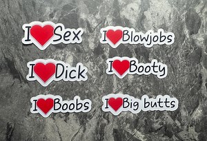 I Love Sex Sticker / I Love Boobs / I Love Booty / Adult Humor Stickers / Vulgar Stickers / Inappropriate Stickers / Water Bottle / Tumbler - Etsy