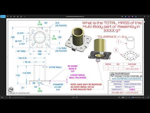 Too Tall Toby Practice Models Performed in IronCAD - Practice 25-05-03 Leg Mount
