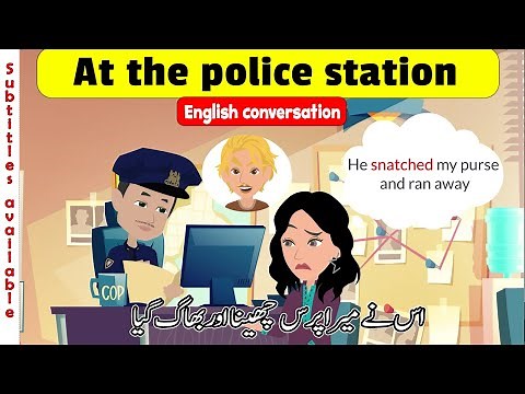 English conversation at the police station, easy English learning practice with subtitles