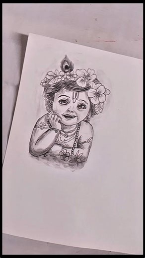 50 days of Divine art: drawing Little Krishna 🌸day 2/50