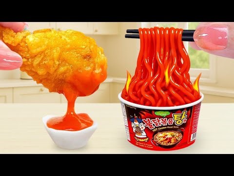 Best Street Food - How To Make Tiny Chicken Thigh and Tiny Korean Noodles | Tiny Burger Cheese