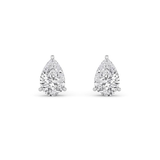 Buy Pear Cut Lab Created Diamond Stud Earrings, 14K White Gold Plated Prong Set Online in India - Etsy